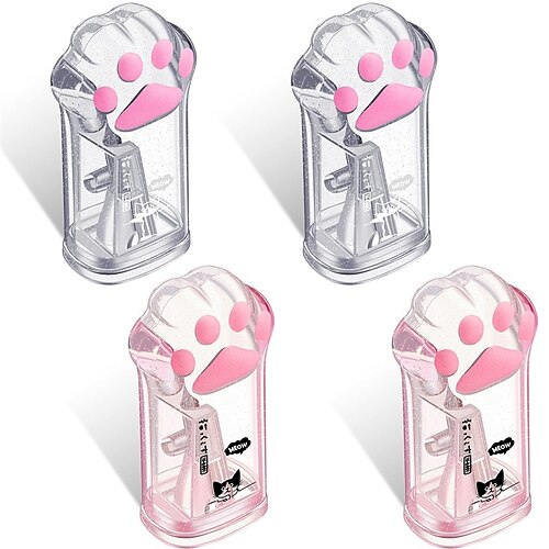 

4 Pieces Cute Cat Paw Pencil Sharpener Kawaii Manual Pencils Sharpeners Kids Cat Claw Pencil Sharpener Stationery with Lid for Office Home School Supplies