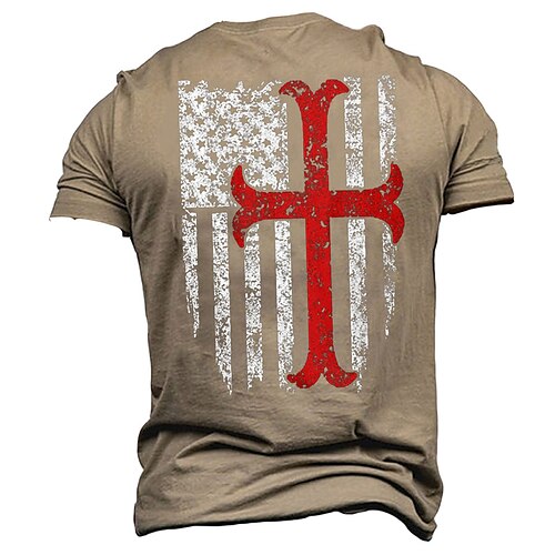 

Men's Unisex T shirt Tee Graphic Prints National Flag Crew Neck Khaki Short Sleeve 3D Print Outdoor Street Print Tops Vintage Sports Designer Casual / Summer / Summer