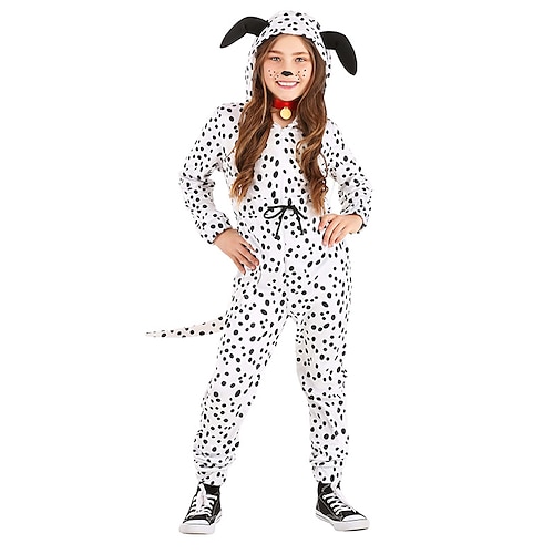 

101 Dalmatians Cruella Puppy Costume Girls' Movie Cosplay Cosplay White Leotard / Onesie Masquerade Polyester