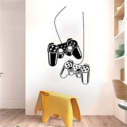 

waterproof gamepad wall stickers, diy removable gamer wallpaper for kids room game room decoration murals decal nursery children gift 32x57cm