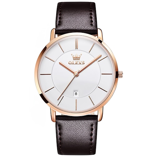 

OLEVS Da uomo Orologio al quarzo Calendario Impermeabile Vera pelle Guarda