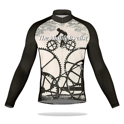 

21Grams Men's Cycling Jersey Long Sleeve Bike Top with 3 Rear Pockets Mountain Bike MTB Road Bike Cycling Breathable Quick Dry Moisture Wicking Reflective Strips Black Gear Polyester Spandex Sports