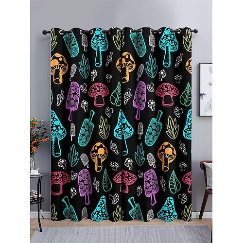 

Creative Curtain Colorful Mushroom Bedroom American Style Cross-Border Amazon 3D Digital Printing Blackout Curtain