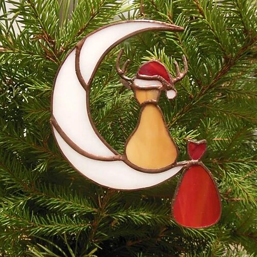 

2022 european and american hot-selling moon elk christmas decoration pendant personality creative sun catcher pendant