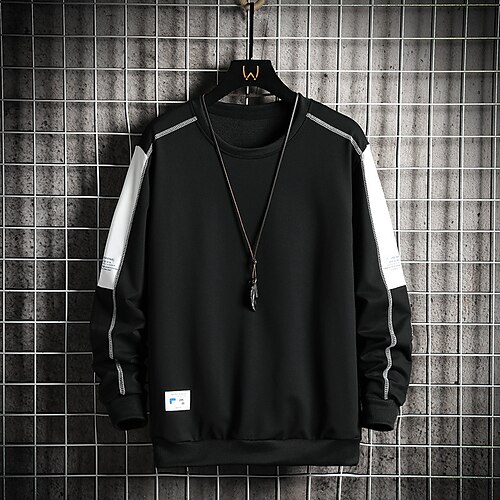 

Men's Sweatshirt Pullover Color Block Daily Holiday Going out Other Prints Casual Streetwear Hoodies Sweatshirts Green Black Gray