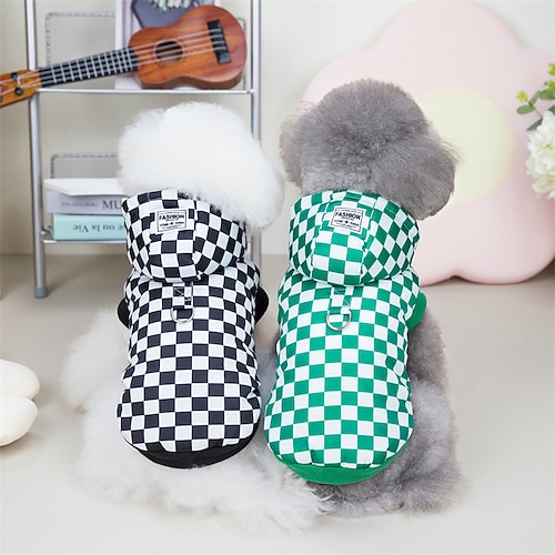 

Dog Cat Coat Hoodie Plaid / Check Cute Sweet Dailywear Casual Daily Winter Dog Clothes Puppy Clothes Dog Outfits Soft Black Green Costume for Girl and Boy Dog Cotton S M L XL 2XL