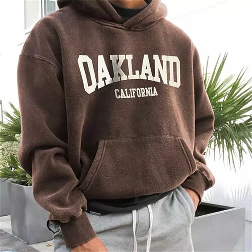 

Men's Hoodie Pullover Hooded Graphic Letter Front Pocket Print Daily Holiday Going out Hot Stamping Basic Streetwear Hoodies Sweatshirts Long Sleeve Coffee