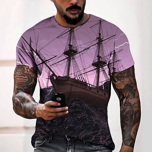

Men's T shirt Tee Tee Graphic Round Neck Black Short Sleeve 3D Print Casual Daily 3D Print Tops Fashion Cool Designer Comfortable / Summer / Summer