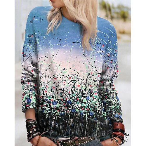 

Women's Sweatshirt Pullover Floral Print Daily Sports 3D Print Active Streetwear Hoodies Sweatshirts Blue Pink