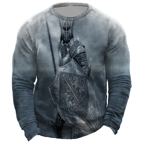 

Men's Unisex Sweatshirt Pullover Blue Crew Neck Knights Templar Graphic Prints Human Print Daily Sports Holiday 3D Print Streetwear Designer Casual Spring & Fall Clothing Apparel Hoodies Sweatshirts