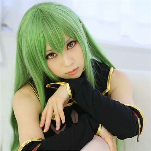 

Code Geass C.C Wigs Code Geass C.C CC Empress 100cm 39 Green Long Straight Anime Cosplay WigHairnet