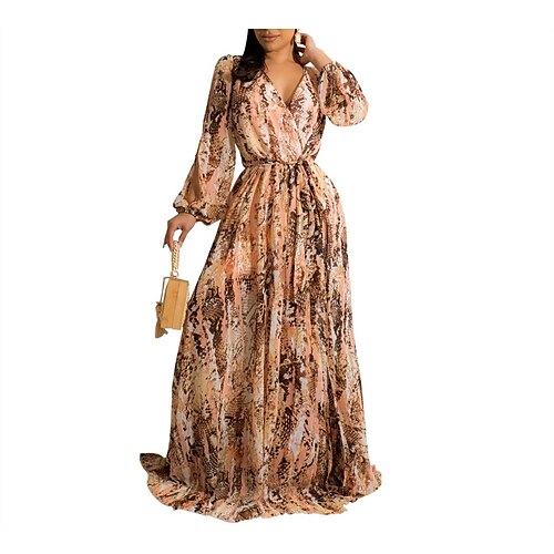 

Women's Swing Dress Casual Dress Maxi long Dress Rainbow Long Sleeve Print Print Fall Winter V Neck Stylish Fashion Modern Slim 2022 S M L XL XXL