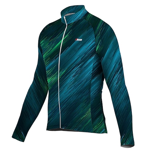 

21Grams Men's Cycling Jersey Long Sleeve Bike Top with 3 Rear Pockets Mountain Bike MTB Road Bike Cycling Breathable Quick Dry Moisture Wicking Reflective Strips Blue Graphic Polyester Spandex Sports