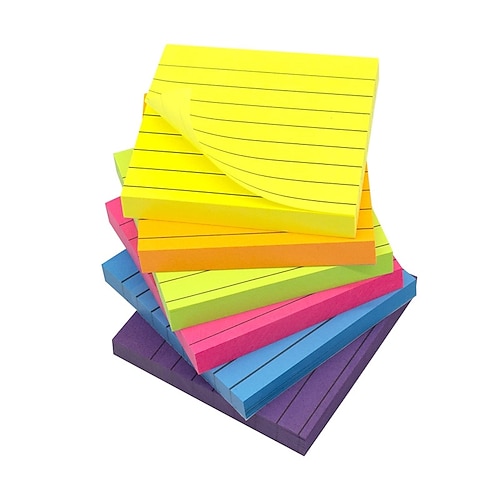 

Lined Sticky Notes 3x3 Inch 600 Sheets Adhesive Self-Stick Notes 6 Bright Colors 100 Sheets/Pad