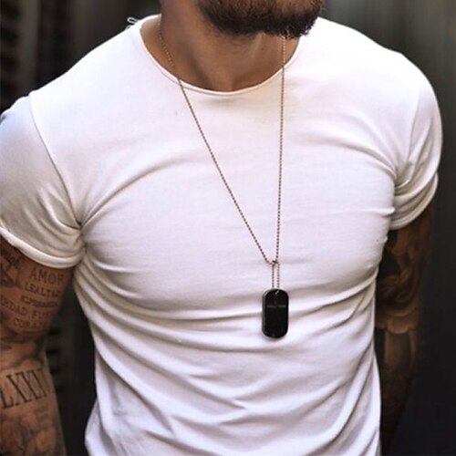 

Men's T shirt Tee Solid Color Round Neck White Short Sleeve Street Daily Tops Casual Comfortable / Summer / Spring / Summer