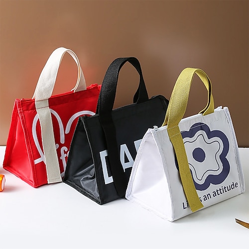 

Thickened Thermal Insulation Lunch Box Bag Large Capacity Waterproof Love Bento Bag Handbag Office Worker's Lunch Bag