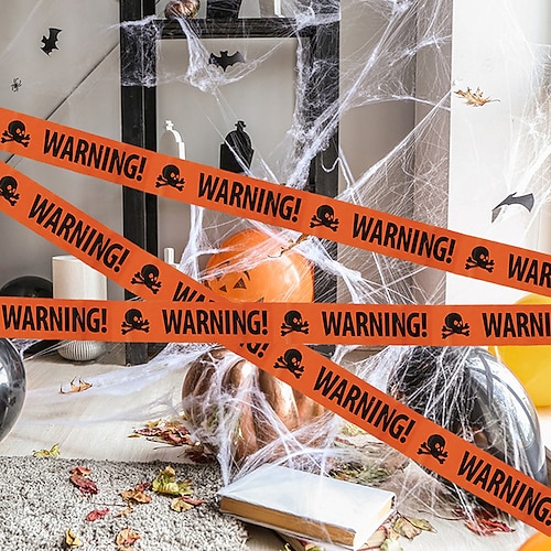 

2 Pieces 500x8.5cm(1973.3inch) Halloween Warning Tape Signs Props Isolation Belt Party Danger Warning line Halloween Decoration