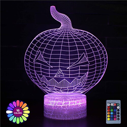 

Halloween Pumpkin 3D Optical Illusion Lamp Remote Control Creative Table Lamp Night Light for Kids Room Decor Light Gift for Boys and Girls