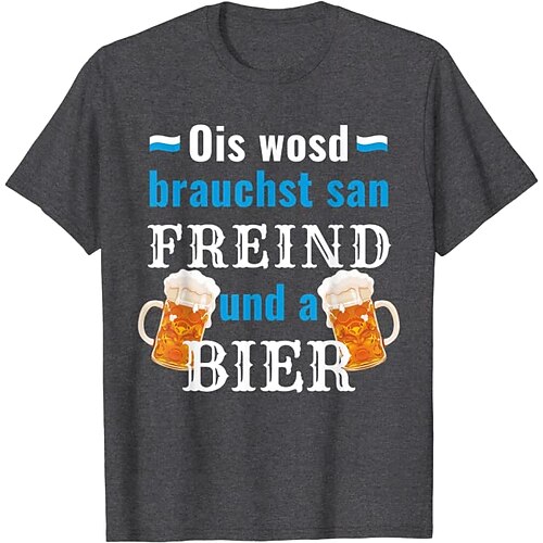 

Women's T shirt Tee Graphic Patterned Text Casual Weekend Oktoberfest Costume Painting T shirt Tee Short Sleeve Print Round Neck Basic Black Light gray Dark Gray S