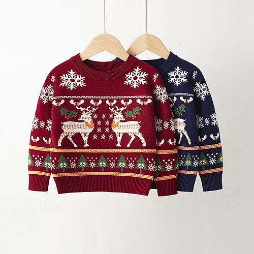 

Kids Unisex Ugly Christmas Sweater Graphic School Long Sleeve Active 2-8 Years Winter Blue