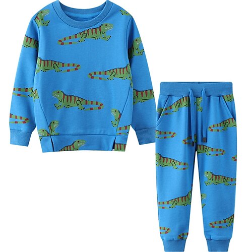 

Kids Boys Hoodie Pants Clothing Set 2 Pieces Green Black Blue Animal School Vacation Gentle Sweet 2-8 Years