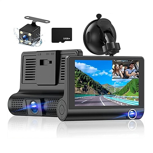 

Front and Rear Cameras Rear Camera 1080P Dual Dash Cam 4 Inch Super Night Vision 170 Wide Angle Loop Recording Gravity Sensing Parking Monitoring Motion Detection
