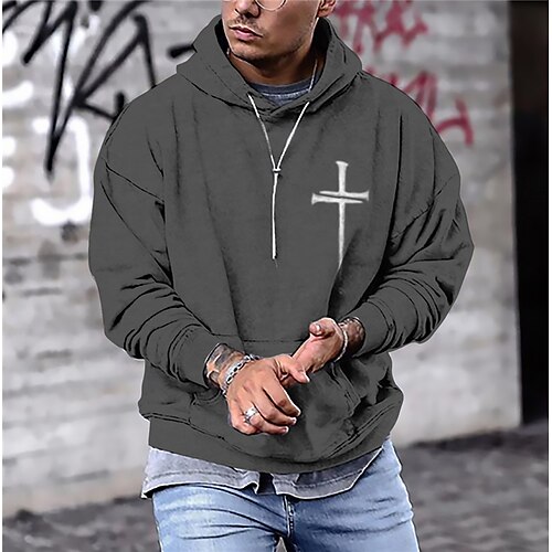 

Men's Unisex Pullover Hoodie Sweatshirt Dark Gray Hooded Knights Templar Graphic Prints Cross Print Daily Sports 3D Print Streetwear Designer Casual Spring & Fall Clothing Apparel Hoodies
