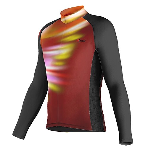 

21Grams Men's Cycling Jersey Long Sleeve Bike Top with 3 Rear Pockets Mountain Bike MTB Road Bike Cycling Breathable Quick Dry Moisture Wicking Reflective Strips Red Graphic Polyester Spandex Sports