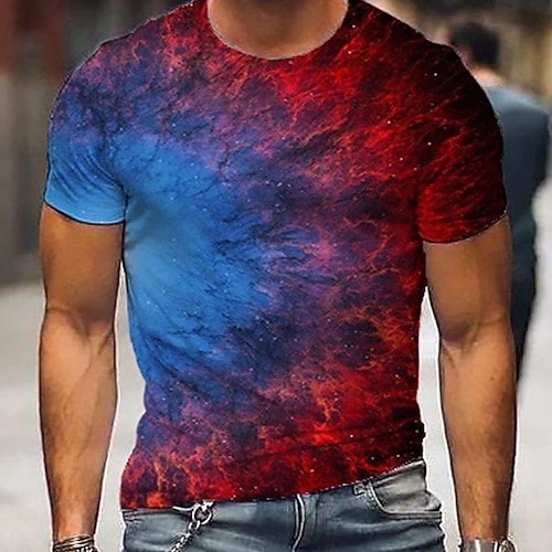 

Men's Unisex T shirt Tee 3D Print Color Block Graphic Prints Crew Neck Street Daily Print Short Sleeve Tops Casual Big and Tall Sports Blue / Summer / Summer
