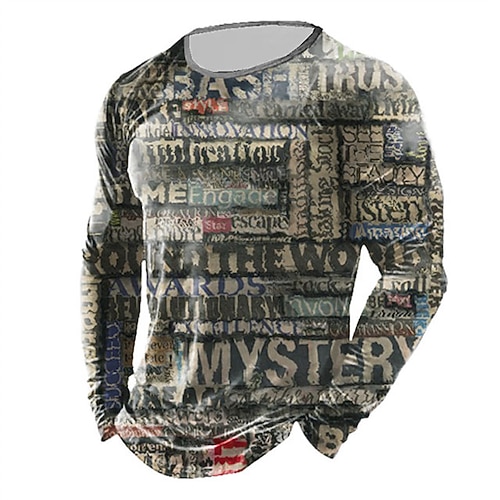 

Men's Unisex T shirt Tee Letter Graphic Prints Crew Neck Khaki Short Sleeve 3D Print Outdoor Street Print Tops Sports Designer Casual Big and Tall / Summer / Summer