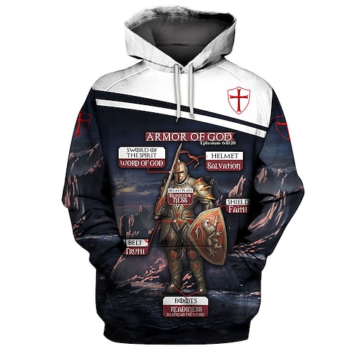 

Men's Unisex Pullover Hoodie Sweatshirt Hooded Graphic Prints Cross Human Print Daily Sports 3D Print Streetwear Designer Hoodies Sweatshirts Long Sleeve Blue