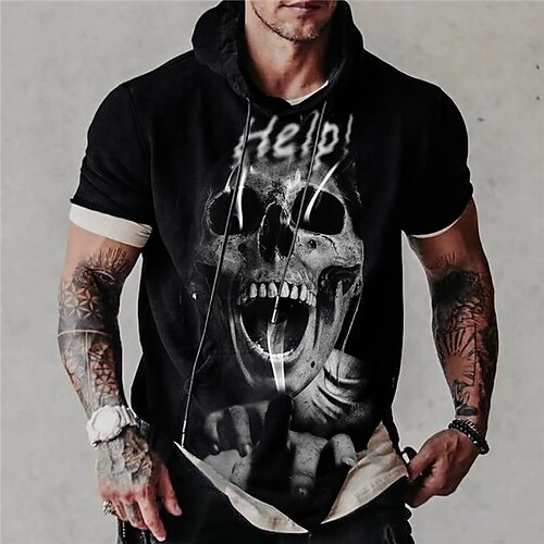 

Men's Pullover Hoodie Sweatshirt Graphic Patterned Skull Print Daily Sports Streetwear 3D Print Designer Casual Hoodies Sweatshirts Black