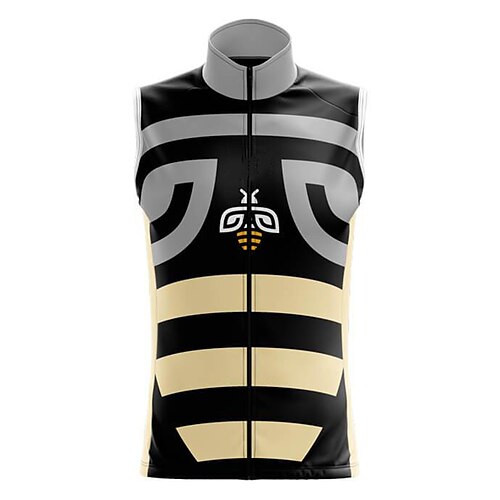 

21Grams Men's Cycling Vest Sleeveless Black Bike Breathable Quick Dry Reflective Strips Back Pocket Polyester Spandex Sports Bee Clothing Apparel