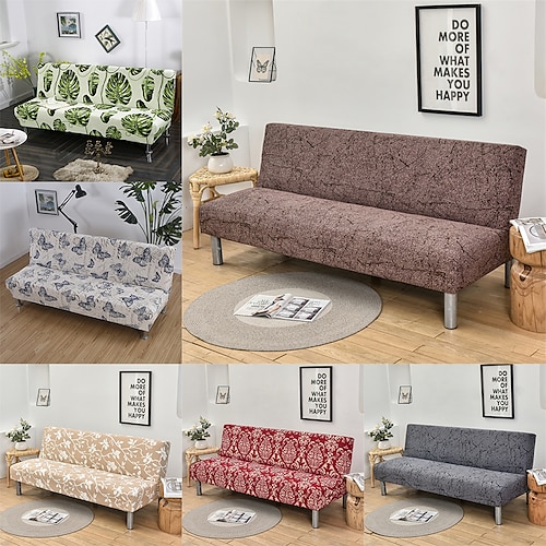 

Stretch Futon Cover Sofa Slipcover Elastic Couch Armless Geometric Plaid High Elasticity Four Seasons Universal Super Soft Fabric