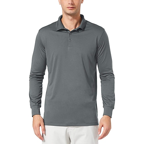 

Men's Collar Polo Shirt Golf Shirt Solid Color Turndown Blue Gray White Black Street Daily Long Sleeve Button-Down Clothing Apparel Fashion Casual Comfortable / Beach