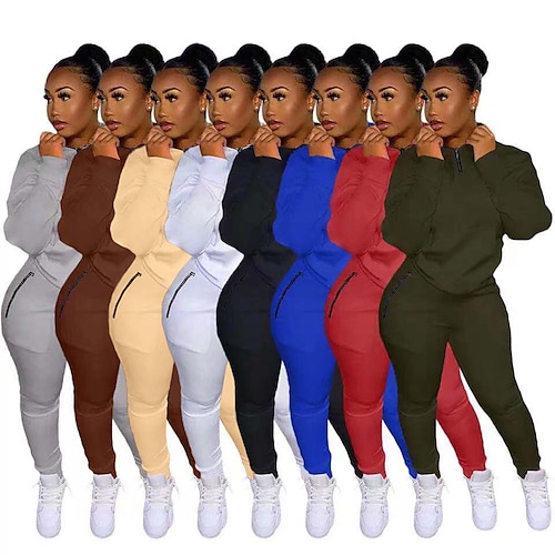

Women's Tracksuit Sweatsuit 2 Piece Zipper Pocket Athletic Long Sleeve Thermal Warm Breathable Moisture Wicking Fitness Running Jogging Sportswear Activewear Solid Colored White Black Gray