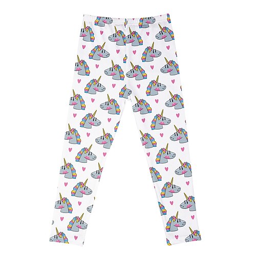 

Kids Girls' Pants Leggings White Pink Rainbow Rainbow Animal Fall Winter 3D Print Street 3-12 Years