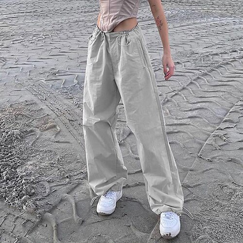 

Women's Chinos Cargo Pants Pants Trousers Trousers Grey Low Waist Simple Chino Casual Daily Pocket Baggy Micro-elastic Full Length Comfort Plain S M L