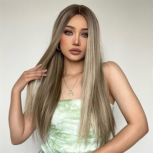 

Synthetic Wig Straight Middle Part Machine Made Wig Long A1 Synthetic Hair Women's Soft Party Easy to Carry Brown Mixed Color / Daily Wear / Party / Evening / Daily