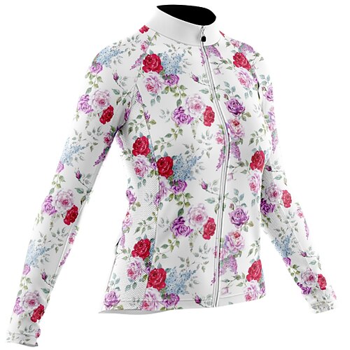 

Women's Cycling Jersey Long Sleeve Bike Jersey with 3 Rear Pockets Mountain Bike MTB Road Bike Cycling Cycling Breathable Ultraviolet Resistant Quick Dry WhitePink Polyester Sports Clothing Apparel