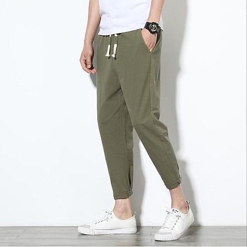 

Men's Tactical Cargo Joggers Capri shorts Trousers Casual Pants Pocket Drawstring Elastic Waist Solid Color Comfort Breathable Ankle-Length Sports Outdoor Daily Streetwear Casual Cargo ArmyGreen Black