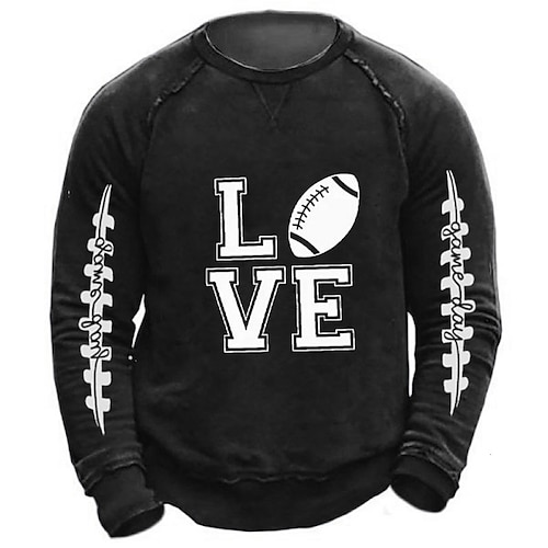 

Men's Unisex Sweatshirt Pullover Dark Gray Red Navy Blue Black Crew Neck Letter Football Graphic Prints Print Daily Sports Holiday 3D Print Streetwear Casual Big and Tall Spring & Fall Clothing