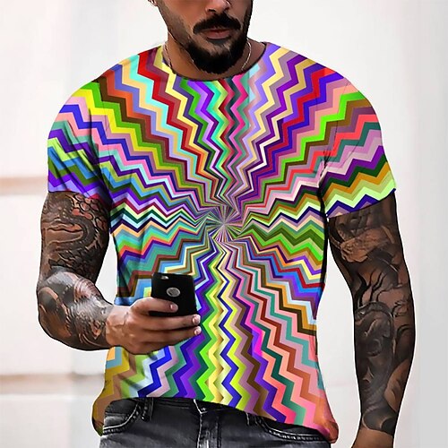 

Men's T shirt Tee Tee Graphic Round Neck Blue Short Sleeve 3D Print Casual Daily 3D Print Tops Fashion Cool Designer Comfortable / Summer / Summer