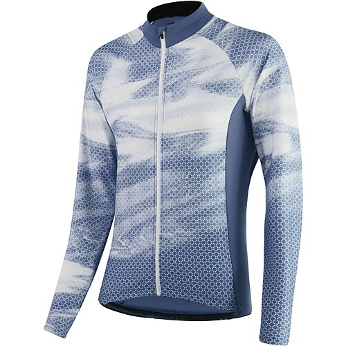 

21Grams Men's Cycling Jersey Long Sleeve Bike Top with 3 Rear Pockets Mountain Bike MTB Road Bike Cycling Breathable Quick Dry Moisture Wicking Reflective Strips Blue Polyester Spandex Sports