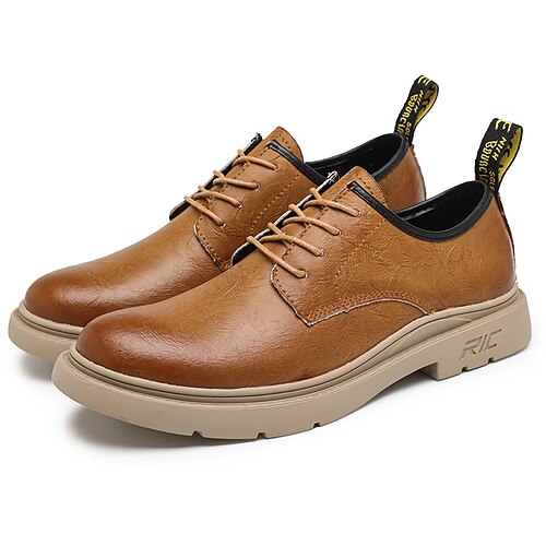 

Men's Oxfords Casual Classic Daily Office Career PU Black Khaki Brown Fall Spring