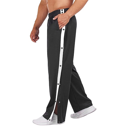 

Men's Tear Away Basketball Pants High Split Snap Button Casual Post-Surgery Sweatpants with Pockets