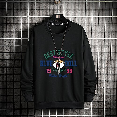 

Men's Sweatshirt Pullover Graphic Letter Print Daily Holiday Going out Hot Stamping Casual Streetwear Hoodies Sweatshirts White Black Light gray