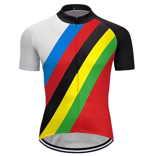 

21Grams Men's Cycling Jersey Short Sleeve Bike Top with 3 Rear Pockets Mountain Bike MTB Road Bike Cycling Breathable Quick Dry Moisture Wicking Reflective Strips Red Stripes Polyester Spandex Sports