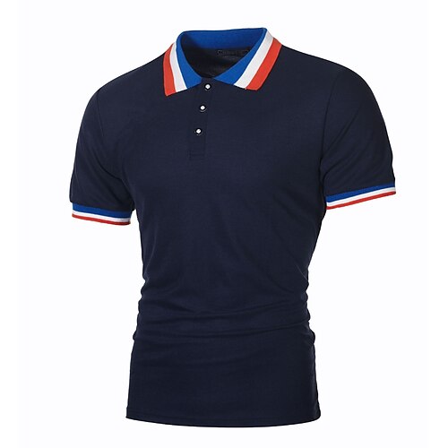 

Men's Golf Shirt Dress Shirt Casual Shirt Color Block Holiday Classic Collar Home Casual Color Block Button-Down Short Sleeve Tops Formal Casual Daliy Navy Blue