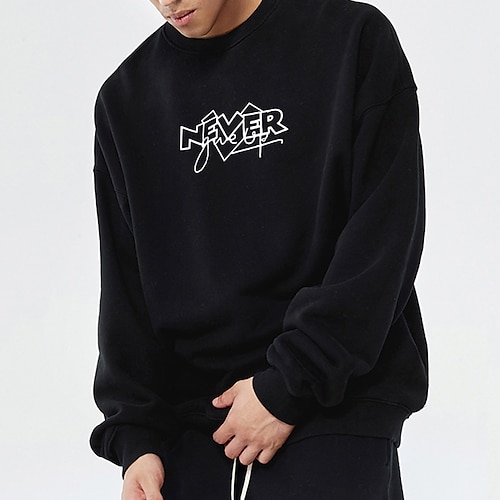 

Men's Sweatshirt Pullover Graphic Letter Print Daily Holiday Going out Hot Stamping Cotton Basic Streetwear Hoodies Sweatshirts Long Sleeve White Black
